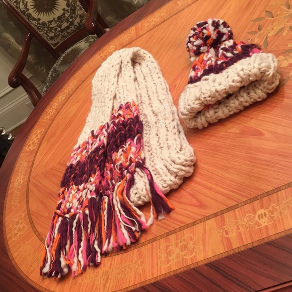 Zara knit chunky oversized winter multicolored fringe scarf - Picture 4 of 15